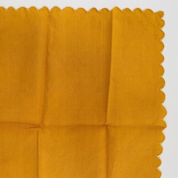 Vintage Silk Embroidered Handkerchief Orange Flower Motif Scalopped Edge Germany - Picture 10 of 16